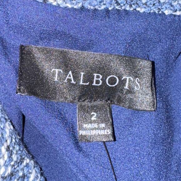Talbots Tweed Double Breasted Blazer Women's Size 2 Blue White Pockets NWT - Picture 8 of 9